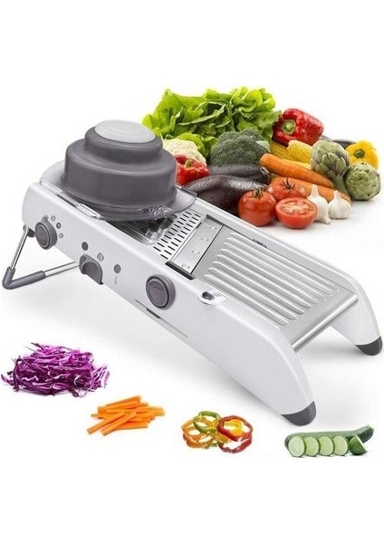 Three Beans 18 Türleri Ayarlanabilir Mandoline Dilimleyici Paslanmaz Çelik Sebze Julienner Rende KC0326 (Yurt Dışından)