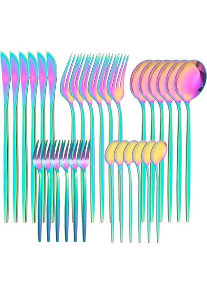 Sweet Rui Paslanmaz Çelik Çatal Bıçak Takımı ve Kaşık 30 Parça 6 Kişilik Sofra Takımı (Yurt Dışından)