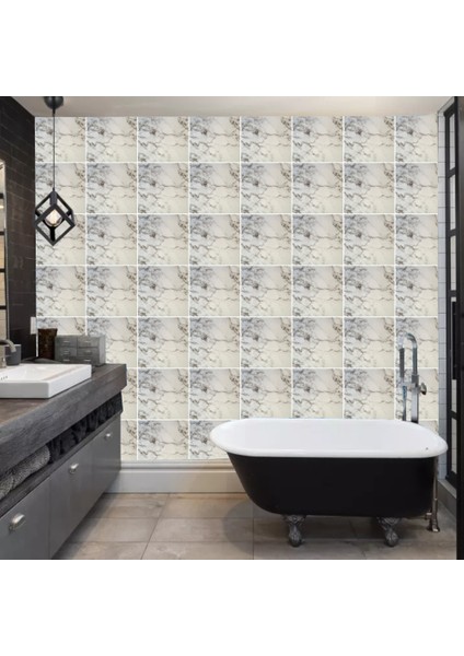Decohandy 30X30 cm Pvc Duvar Karosu 4'lü Paket - Siyah Beyaz Mermer
