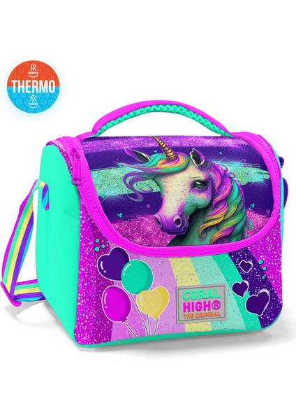 Coral High Kids Pembe Su Yeşili Unicorn Desenli Thermo Beslenme Çantası 11758