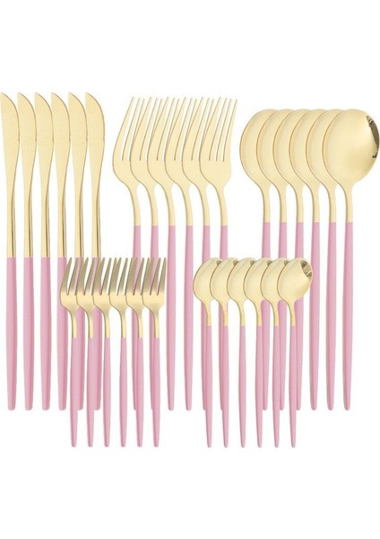 Sweet Rui Paslanmaz Çelik Çatal Bıçak Takımı ve Kaşık 30 Parça 6 Kişilik Sofra Takımı (Yurt Dışından)