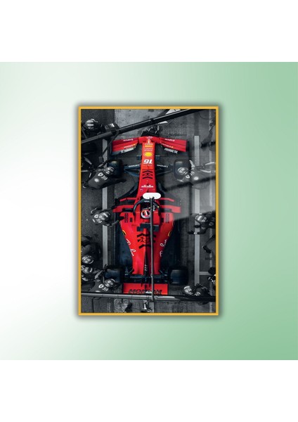 Metal Çerçeveli Temperli Cam Tablo Ferrari Formula 1 Görseli fiyatları