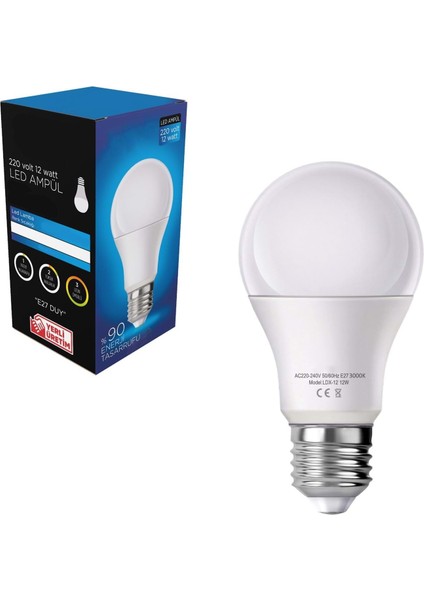 LED Ampül 220V 12W 950 Lümen Günışığı E27 Ld-12