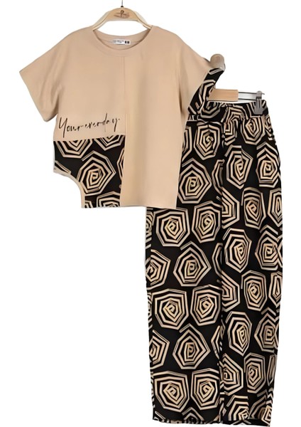 Asimetrik Desenli Viskon Çocuk 2 li takım - Camel fiyatları