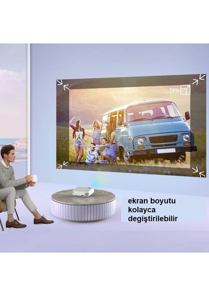 Taşınabilir Mini Projektör Akıllı Full Hd Projeksiyon Ev Ofis Için Çok Fonksiyonlu Kablosuz Video Projektör fiyatları