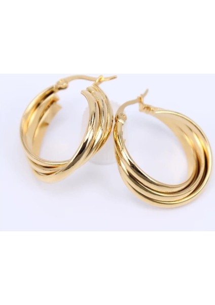 Çelik Gold Sarmal Halka Küpe