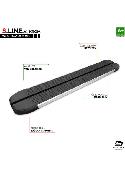 S-Dizayn Chery Tiggo7 Pro S-Line Krom Yan Basamak 183 cm 2022 Üzeri fiyatları