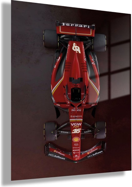 Temperli Gerçek Cam Tablo Ferrari Formula 1 Araba