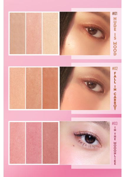 Pembe Işıltılar Içeren 3’lü Allık Paleti Peripera All Take Mood Cheek Palette (03 In The Moonlike)