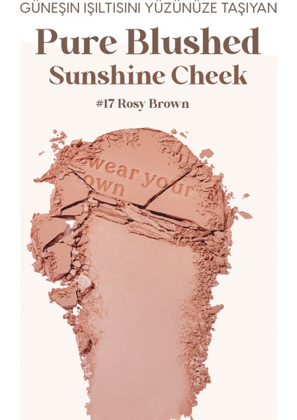 Pastel Tonlarda Sebum Dengeleyici Toz Allık Peripera Pure Blushed Sunshine Cheek (17 Rosy Brown)