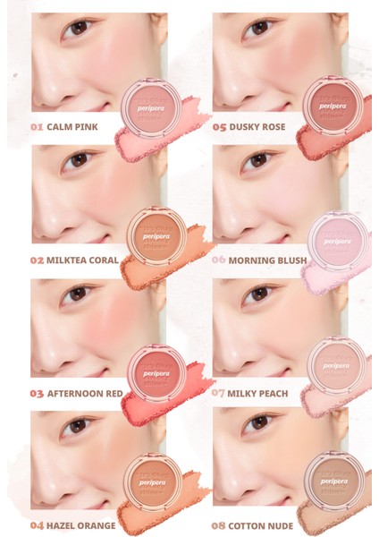 Pastel Tonlarda Sebum Dengeleyici Toz Allık Peripera Pure Blushed Sunshine Cheek (17 Rosy Brown)