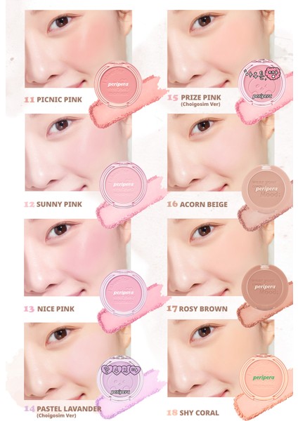 Pastel Tonlarda Sebum Dengeleyici Toz Allık Peripera Pure Blushed Sunshine Cheek (17 Rosy Brown)