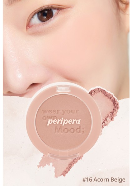 Pastel Tonlarda Sebum Dengeleyici Toz Allık Peripera Pure Blushed Sunshine Cheek (16 Acorn Beige)