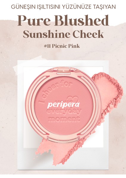 Pastel Tonlarda Sebum Dengeleyici Toz Allık Peripera Pure Blushed Sunshine Cheek (11PICNIC Pink)