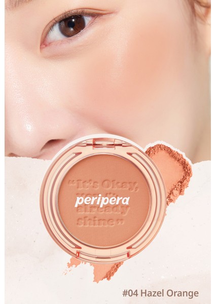 Pastel Tonlarda Sebum Dengeleyici Toz Allık Peripera Pure Blushed Sunshine Cheek (04 Hazel Orange)