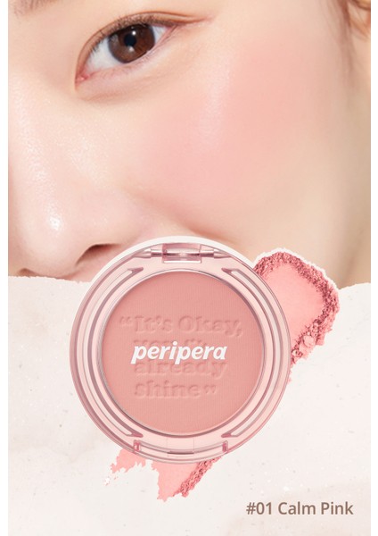 Pastel Tonlarda Sebum Dengeleyici Toz Allık Peripera Pure Blushed Sunshine Cheek (01 Calm Pink)