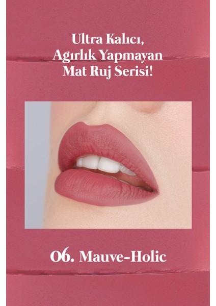 Mat Bitişli ve Uzun Süre Kalıcı Stick Ruj Peripera Ink Mood Matte Stick (06 Mauve-Holic)