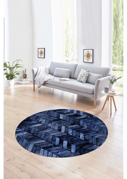 Dijital Kaymaz Yıkanabilir Patchwork Yuvarlak Balkon Mutfak Salon Halısı, N-Y-Patchwork-13-Mavi, fırsatları
