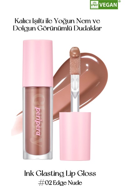 Dudaklara Dolgun, Pürüzsüz Işıltı Sunan Gloss Peripera Ink Glasting Lip Gloss (2 Edge Nude)