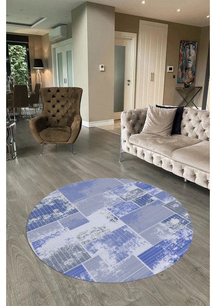 Dijital Kaymaz Yıkanabilir Patchwork Yuvarlak Balkon Mutfak Salon Halısı, N-Y-Patchwork-20-Mavi, fiyatları