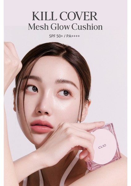 Yoğun Nem ve Işıltı Veren Cushion Clio Kill Cover Mesh Glow Cushion+Refill (3 Linen) SPF50+PA++++