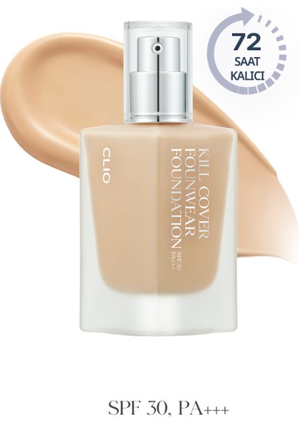 Yoğun Kapatıcılık Sağlayan Fondöten Clio Kill Cover Founwear Foundation (4 Ginger) SPF30 Pa+++