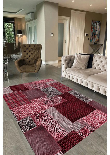 Dijital Baskı Kaymaz Taban Yıkanabilir Patchwork Yolluk Mutfak Salon Halısı, N-Patchwork-15-Kırmızı, fiyatları