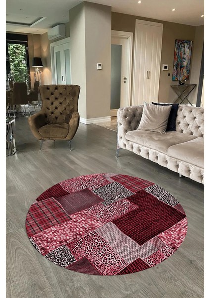 Dijital Kaymaz Yıkanabilir Patchwork Yuvarlak Balkon Mutfak Salon Halısı, N-Y-Patchwork-15-Kırmızı, fiyatları