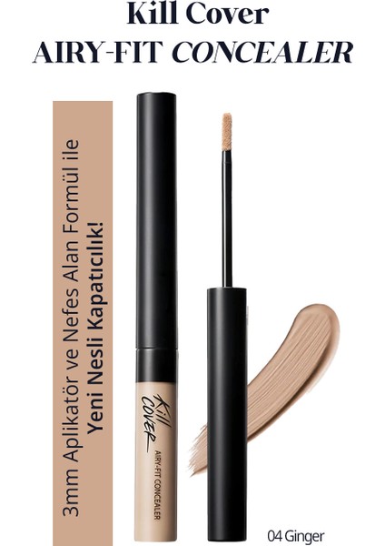 Hafif Formüllü, Uzun Süre Kalıcı Kapatıcı Clio Kill Cover Airy-Fit Concealer (4 Ginger)