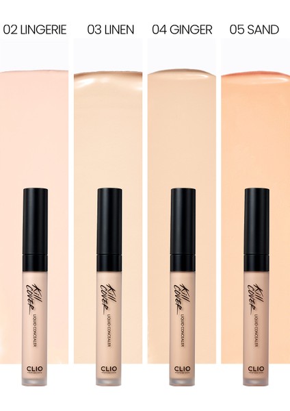 Uzun Süre Kalıcı, Pürüzsüz Dokuya Sahip Concealer Clio Kill Cover Liquid Concealer (05 Sand)