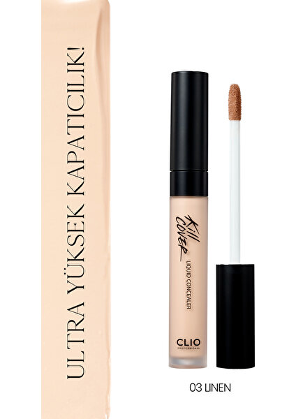 Uzun Süre Kalıcı, Pürüzsüz Dokuya Sahip Concealer Clio Kill Cover Liquid Concealer (03 Linen)