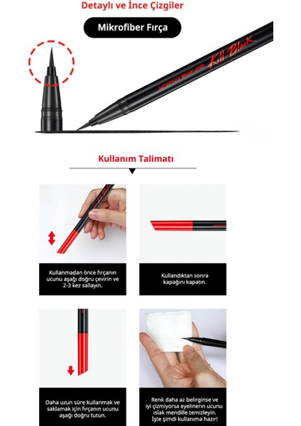 İnce, Mikrofiber Fırça Uçlu Kalem Eyeliner CLIO Superproof Brush Liner (Kill Brown)