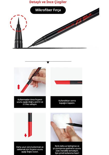 Sünger Uçlu, Suya Dayanıklı Kalem Eyeliner CLIO Superproof Pen Liner Kill Black (01 Black)