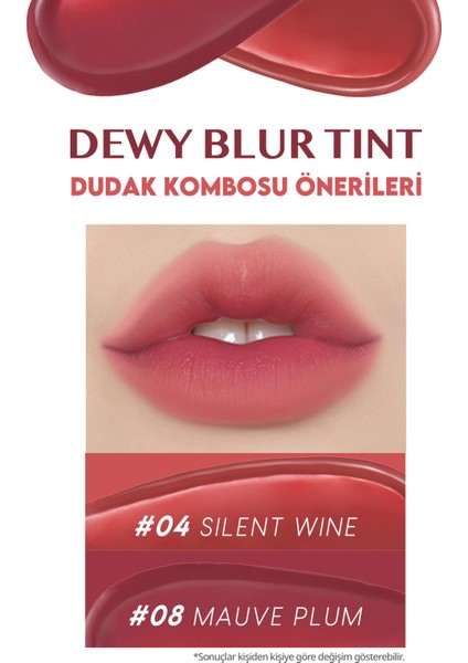 Blur Efekti Veren, Nemlendirici, Hafif Dokulu Tint Clio Dewy Blur Tint (04 Silent Wine)