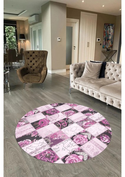 Dijital Kaymaz Yıkanabilir Patchwork Yuvarlak Balkon Mutfak Salon Halısı, N-Y-Patchwork-19-Pembe, fiyatları
