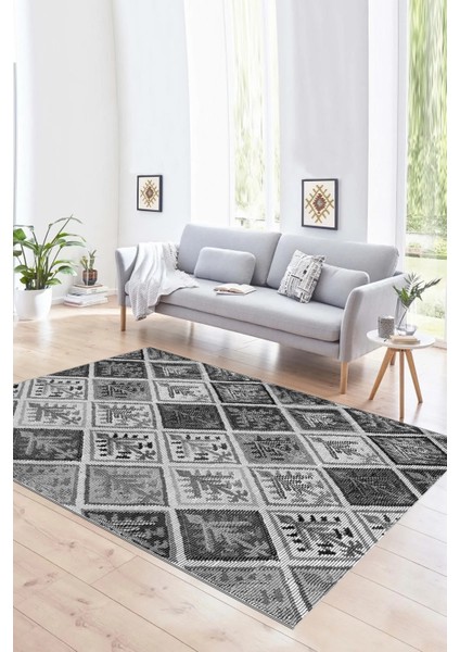 Dijital Baskı Kaymaz Taban Yıkanabilir Patchwork Yolluk Mutfak Salon Halısı, N-Patchwork-08-Gri, fırsatları