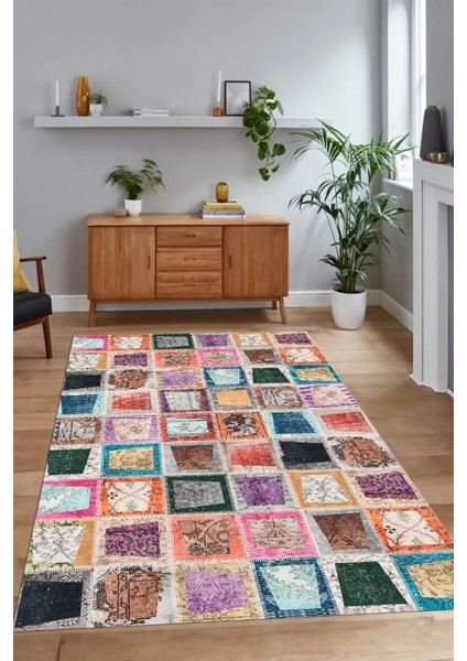 Dijital Baskı Kaymaz Taban Yıkanabilir Patchwork Yolluk Mutfak Salon Halısı, N-Patchwork-14-Renkli, modelleri