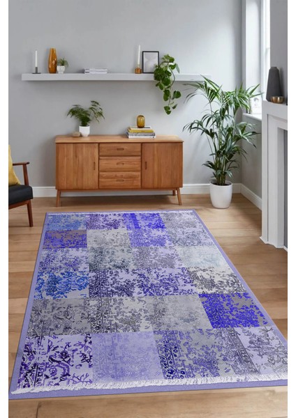 Dijital Baskı Kaymaz Taban Yıkanabilir Patchwork Yolluk Mutfak Salon Halısı, N-Patchwork-17-Mavi, modelleri
