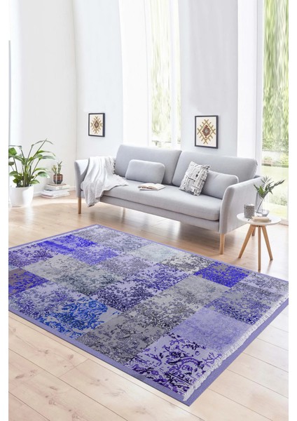 Dijital Baskı Kaymaz Taban Yıkanabilir Patchwork Yolluk Mutfak Salon Halısı, N-Patchwork-17-Mavi, fırsatları