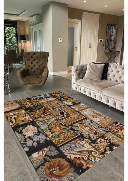 Dijital Baskı Kaymaz Taban Yıkanabilir Patchwork Yolluk Mutfak Salon Halısı, N-Patchwork-12-Kahve, fiyatları