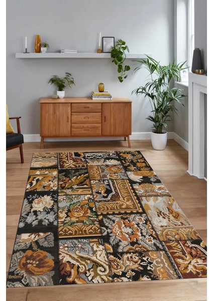 Dijital Baskı Kaymaz Taban Yıkanabilir Patchwork Yolluk Mutfak Salon Halısı, N-Patchwork-12-Kahve, modelleri