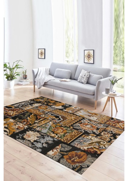 Dijital Baskı Kaymaz Taban Yıkanabilir Patchwork Yolluk Mutfak Salon Halısı, N-Patchwork-12-Kahve, fırsatları
