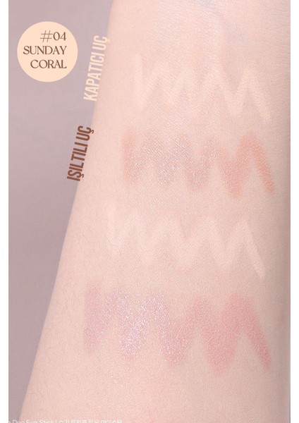 PERIPERA İnci Işıltısı Sunan, İki Uçlu Stick Far  Sugar Twinkle Duo Eye Stick (04 Sunday Coral)