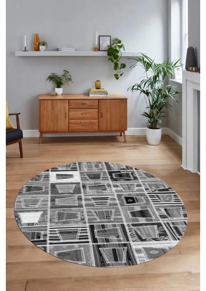Dijital Kaymaz Yıkanabilir Patchwork Yuvarlak Balkon Mutfak Salon Halısı, N-Y-Patchwork-11-Gri, modelleri