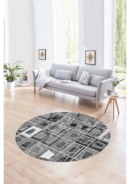 Dijital Kaymaz Yıkanabilir Patchwork Yuvarlak Balkon Mutfak Salon Halısı, N-Y-Patchwork-11-Gri, fırsatları