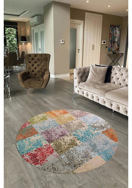 Dijital Kaymaz Yıkanabilir Patchwork Yuvarlak Balkon Mutfak Salon Halısı, N-Y-Patchwork-17-Renkli, fiyatları