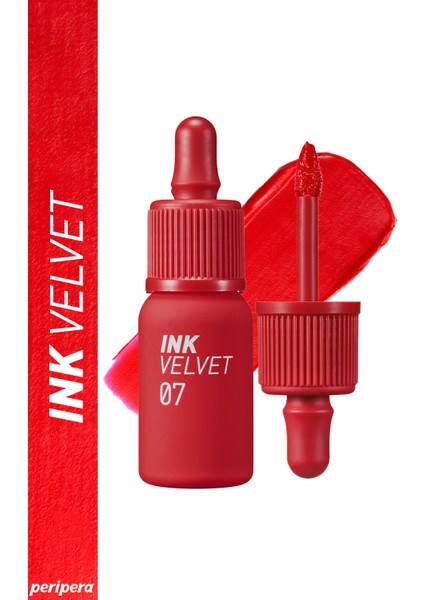 Yüksek Pigmentli, Kadife Görünümlü, Gün Boyu Kalıcı Tint Peripera Ink Velvet (7 Girlish Red)