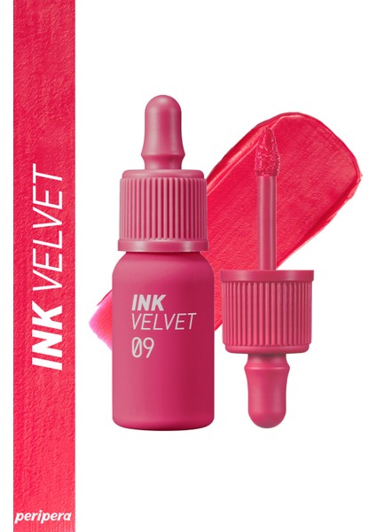 Yüksek Pigmentli, Kadife Görünümlü, Gün Boyu Kalıcı Tint Peripera Ink Velvet (9 Sparkling Pink)