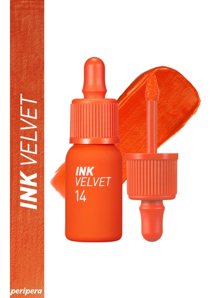 Yüksek Pigmentli, Kadife Görünümlü Gün Boyu Kalıcı Tint Peripera Ink Velvet (14 Inkrush Orange)