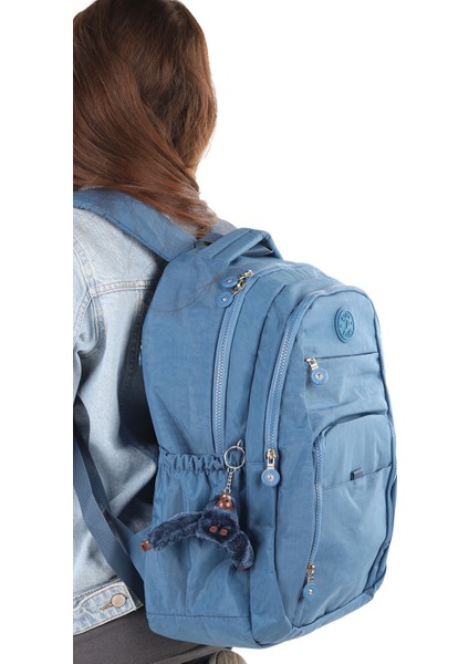NP289 Unisex Su Geçirmez Kumaş Günlük Okul Seyahat Mavi Sırt Çantası indirimleri